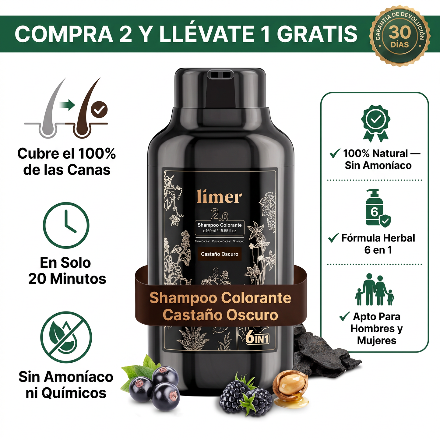 Soralise™ Shampoo Colorante 6 en 1